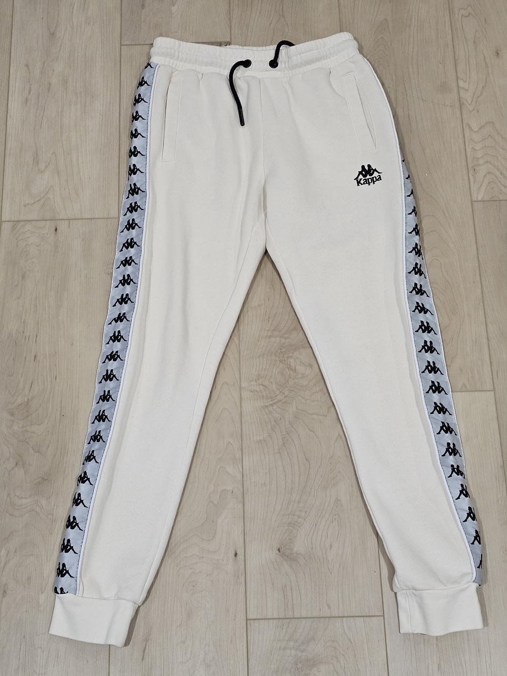 Kappa 222 Banda Alanz Cream Track Pants Sweatpants Mens Small Unisex Blue Tape
